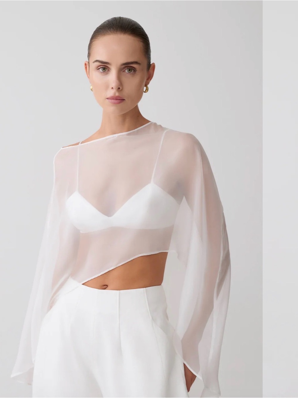 ISO Meshki Kirstine Bralette with Chifon Cape in Ivory